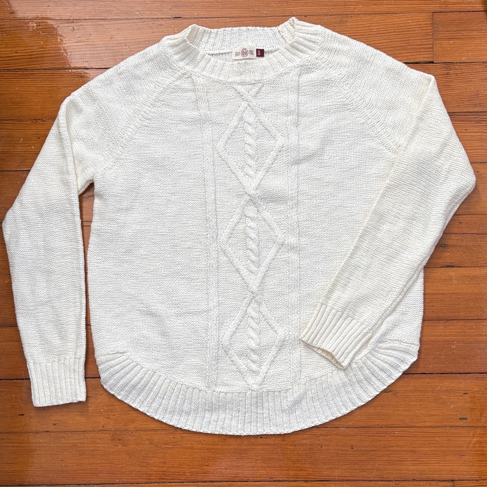 Cream Cable Stitch Crewneck Sweater